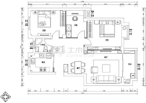本图纸为某小区三室两厅住宅平面布置图,因地制宜仅供参考.