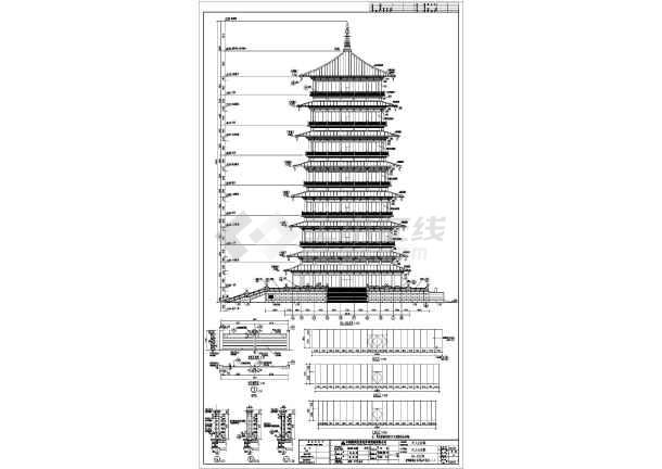 长安钢框架结构天人塔建筑设计施工图