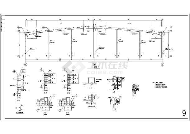 某169米长双跨19米钢结构厂房施工图纸图片2