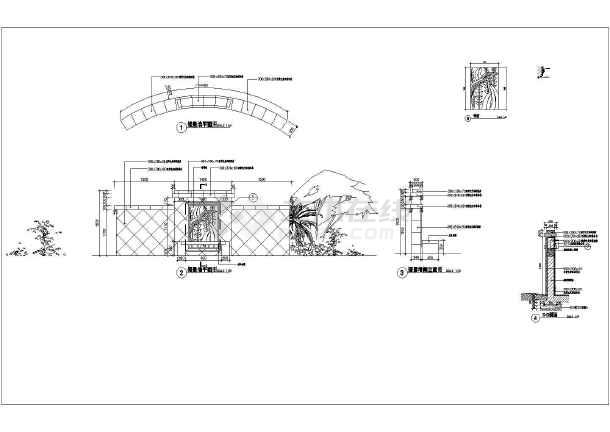 某弧形带座凳特色景观墙全套施工图