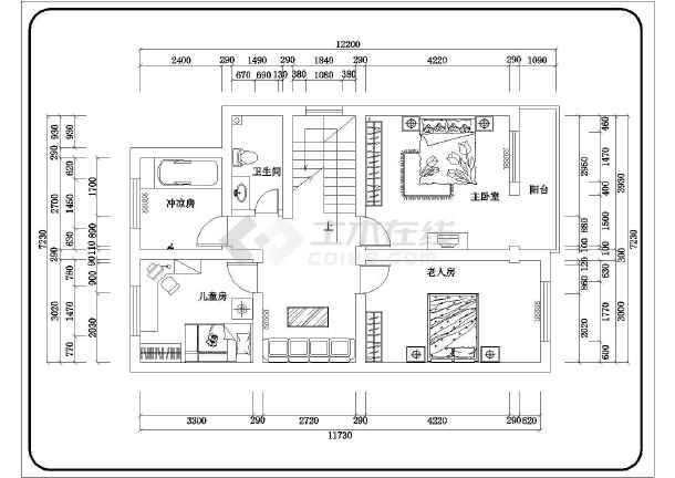 湖南某高档别墅平面建筑布置图