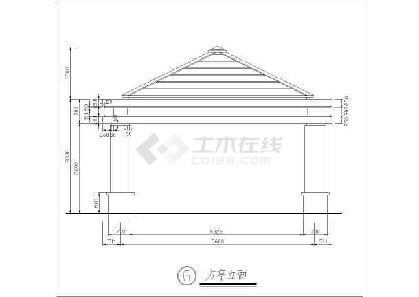 漂亮的四角方亭带鱼池施工大样图(11张样图)