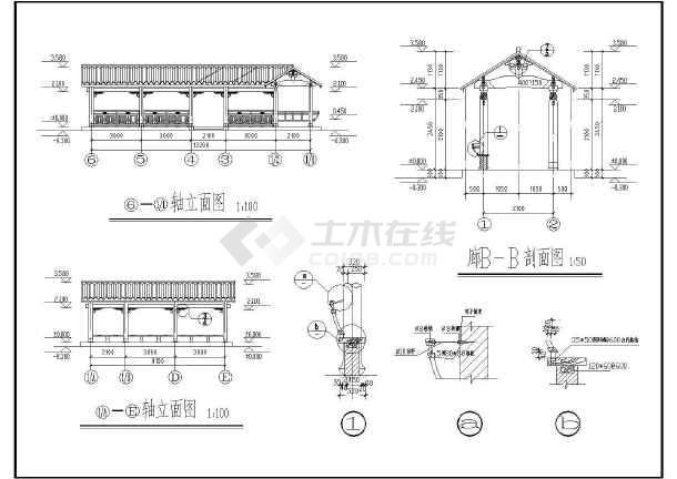 某地一层框架结构古建建筑设计施工图