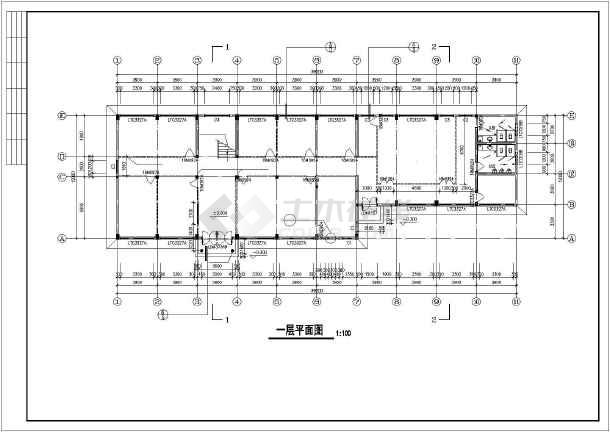 层办公楼设计图,其中包含设计说明图,一层,二层及屋顶平面图及立面图