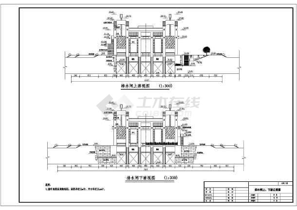 某宽排涝水闸工程结构设计施工图纸