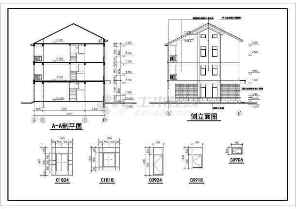 慈溪市农村自建三层楼房建筑结构施工图