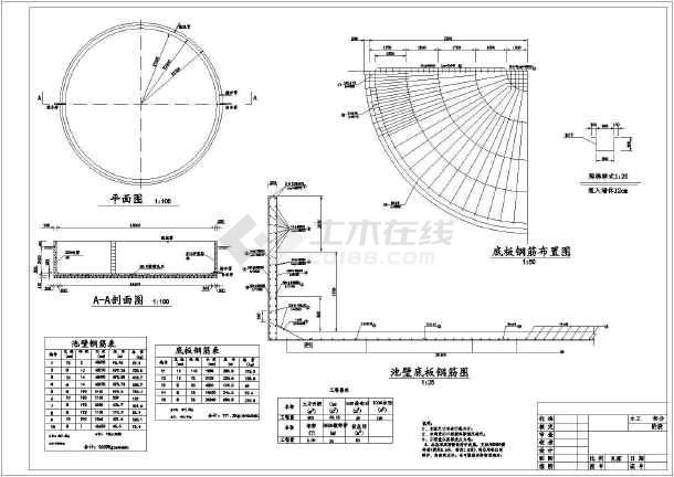 技施阶段钢砼蓄水池100~500立方米结构钢筋图