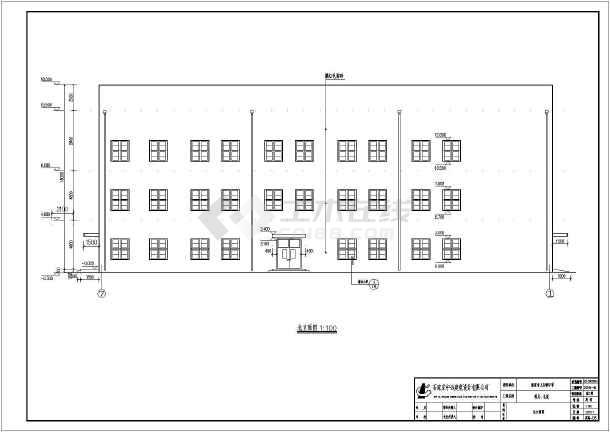 的鹿泉市上庄镇中学3层框架结构餐厅建筑施工图纸,图纸包含各层平面图