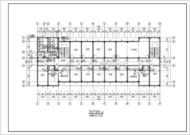 五层框架结构乡镇办公楼建筑设计方案图纸,该图纸包括:建筑各层平面图