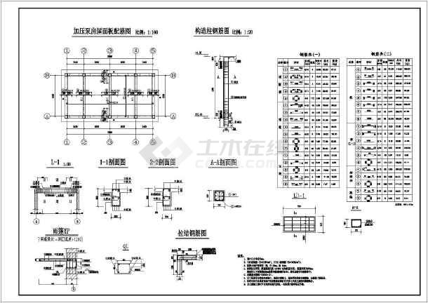 农村饮水安全工程加压泵房结构钢筋图