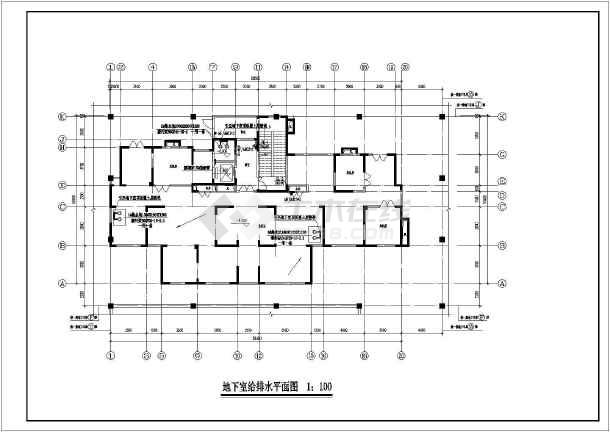 某地26层高层住宅给排水平面图系统图 简介:本工程为带地下室的住宅