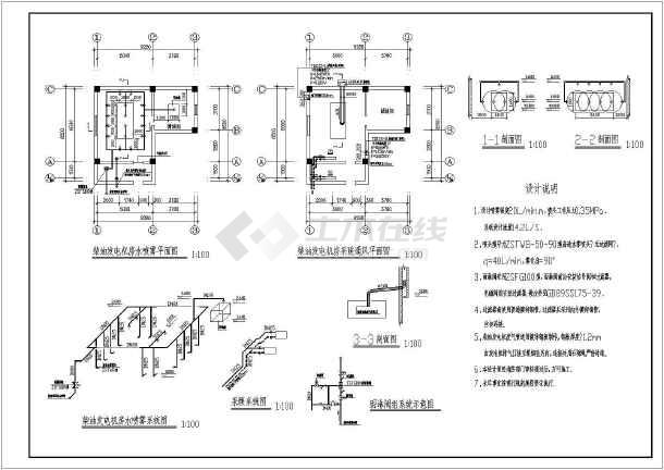 柴油发电机房水喷雾设计方案图纸(喷雾强度20