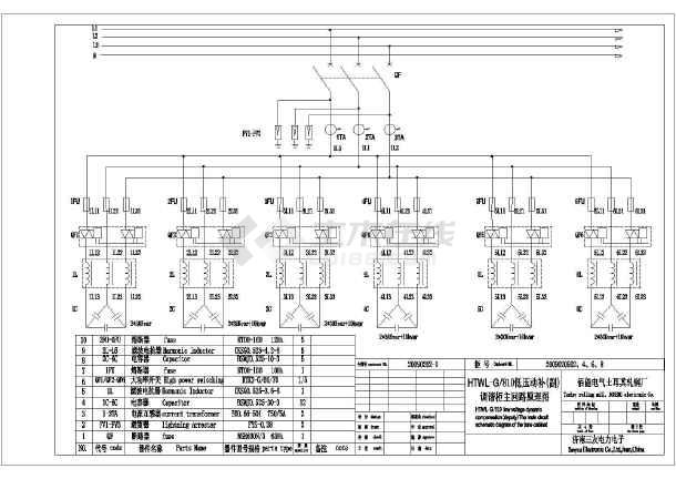工厂配电房htwl-g/810低压动补调谐柜主回路原理图