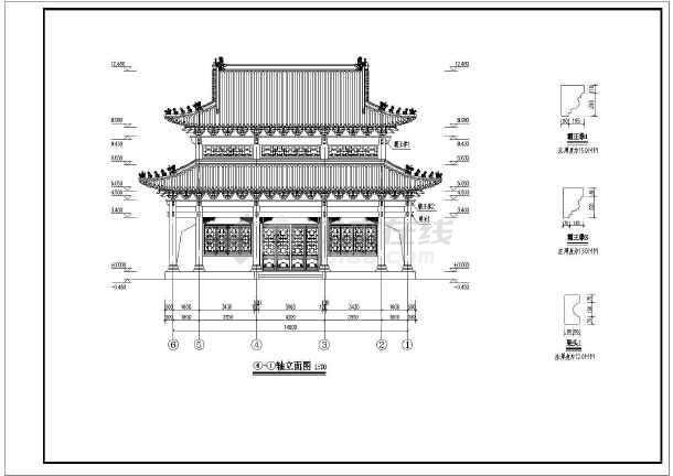 仿清重檐歇山大殿,建筑样式古典,方案图纸完善,值得推荐.