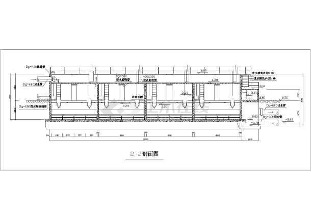 八格1300吨小时的虹吸滤池cad工艺设计图