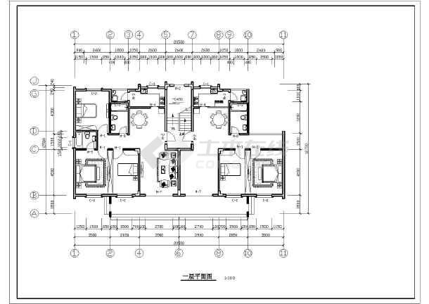 北方某6层一梯两户住宅建筑施工图