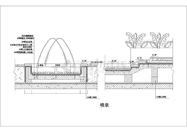 某地喷泉,水池景观节点施工做法详图