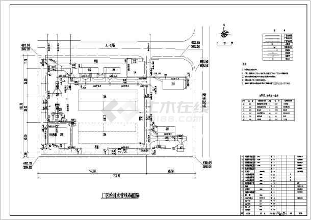 某污水厂工艺管线及给排水管线平面布置图图片2