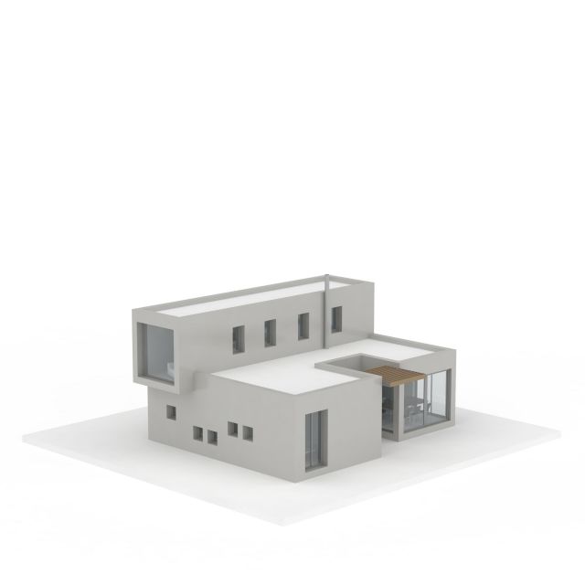 白色二层建筑3d模型下载