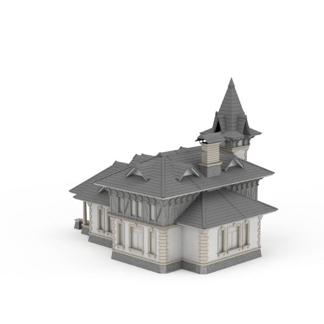 欧式别墅建筑3d模型下载