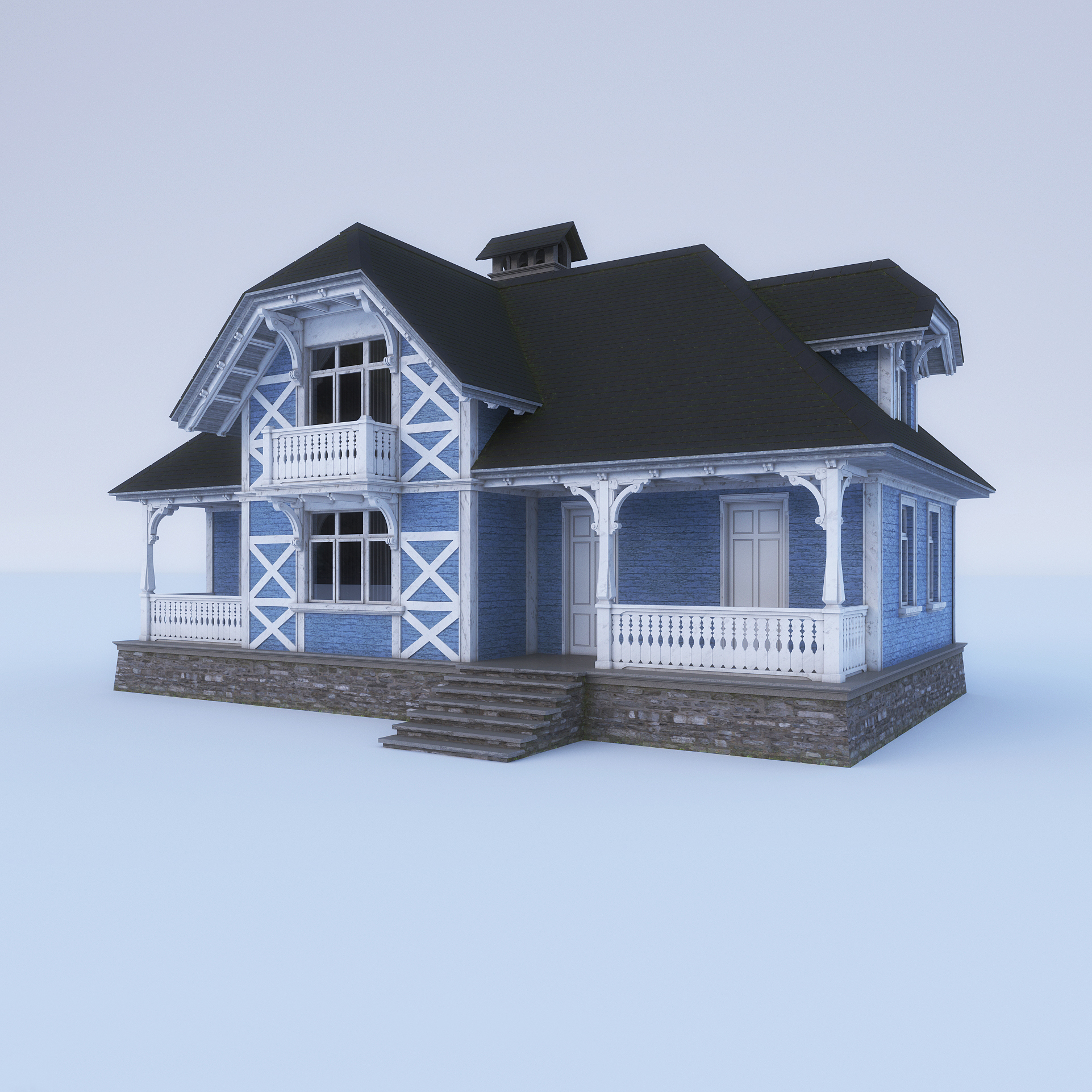 现代别墅建筑3d模型下载