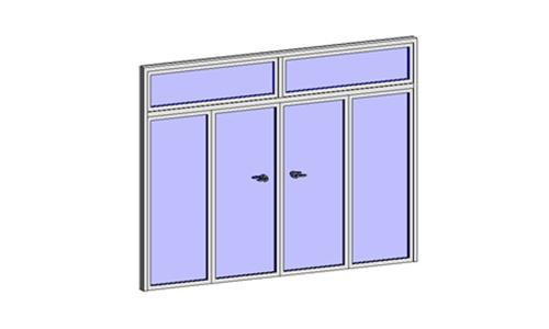 门联窗-铝合金四扇双向平开玻璃门(带亮子)002