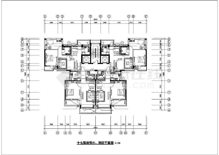 【辽宁】某18层高层住宅楼群给排水施工图(冷凝水)