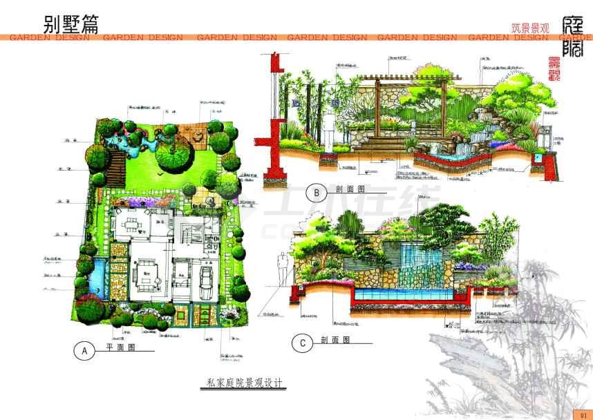 别墅景观园林手绘图私家庭院设计高清图jpg