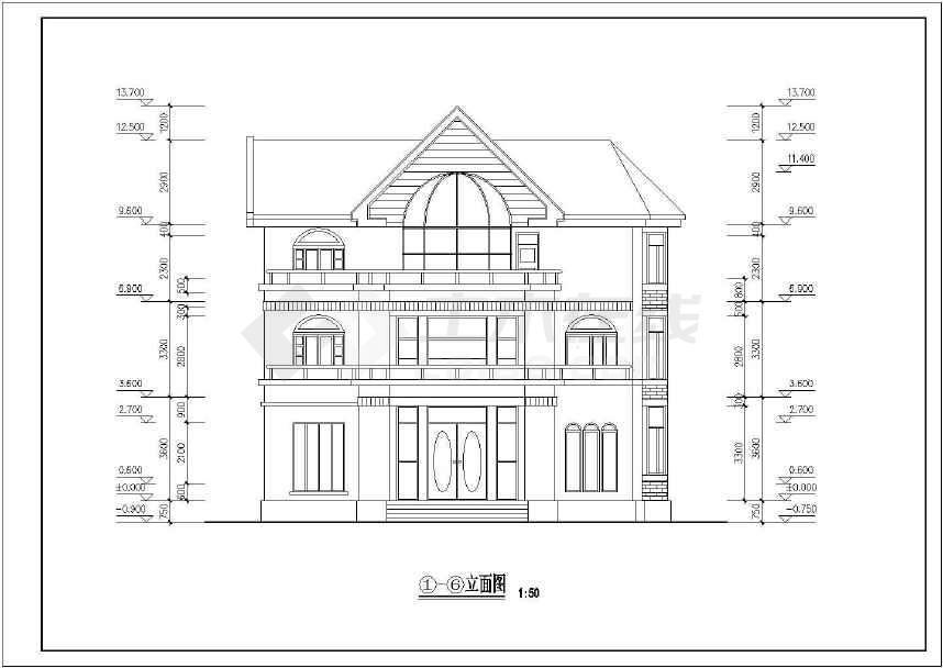 三层简欧小别墅建筑设计扩初设计图纸