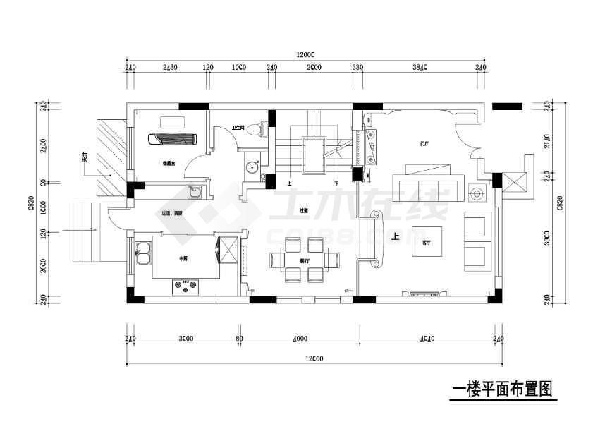 本图纸为衡山300平米新古典风格一号独栋四层别墅装修设计cad图纸地下