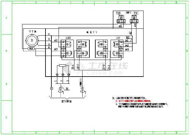 某地电动门控制原理接线设计施工图