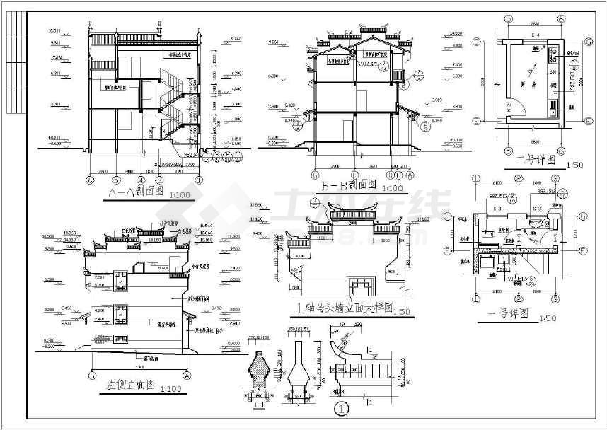 湘西古丈县吊脚楼安置房建筑施工图