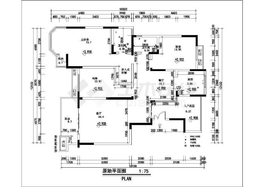 三室一厅两卫欧式别墅装修cad施工图