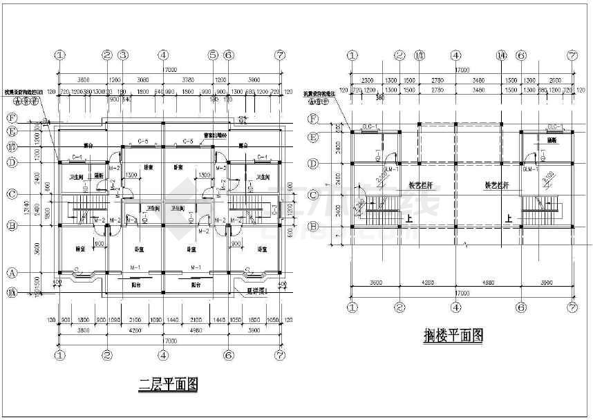 三层钢筋混凝土结构别墅建筑设计施工图