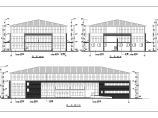 大学棕红色三层食堂坡顶建筑施工cad方案图图片1