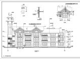 小区三层幼儿园带尖顶角楼建筑施工cad平面方案图图片1