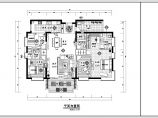 现代风格小四房户型装修施工CAD平面方案图（带客餐厅效果图）图片1