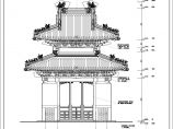 著名庙内古建筑四角碑亭结构cad施工图图片1