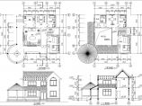 欧式西方元素坡顶二层别墅建筑设计cad平立面施工方案图(4套)图片1
