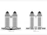某仿古高层双子塔综合大楼建筑设计cad图图片1