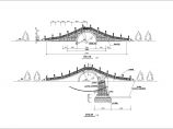 中式古典景观石拱桥施工设计cad平立面布置图(R1.7m)图片1