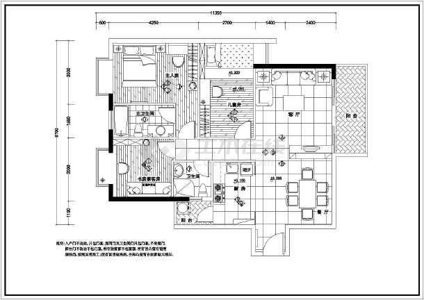 经典大户型住宅样板房cad平面设计施工图
