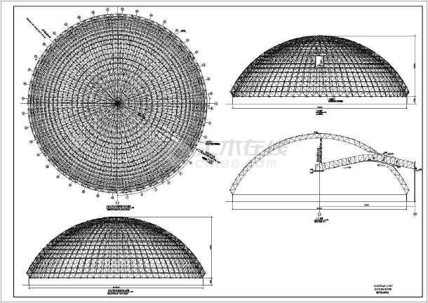 120米直径球壳煤棚网架结构施工图