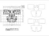 [经典]二梯四户高层住宅建筑cad户型图（带入户花园，120平米）图片1