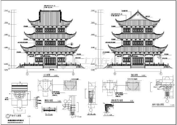 仿唐古建阁混凝土框架结构施工图