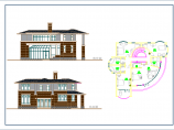 [方案]某二层北美风格弧形别墅建筑方案图图片1