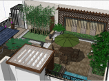 现代独栋别墅顶层庭院设计参考模型图片1