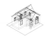 单层尖顶小屋CAD三维图（一张）图片1