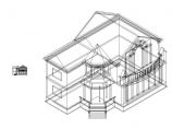 二层坡屋顶别墅 CAD三维模型图 图片1