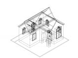 单层尖顶小屋CAD三维图1张图片1